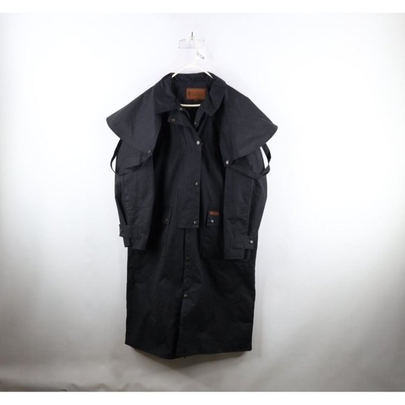 Vtg Streetwear Mens Large Waxed Cotton Full Button Western Duster